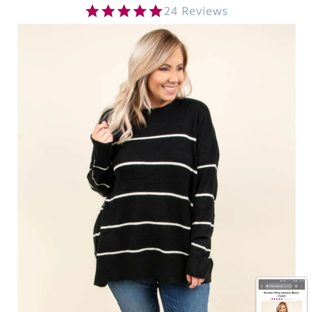 Chic Soul Slumber Party Black and Cream Sweater XL